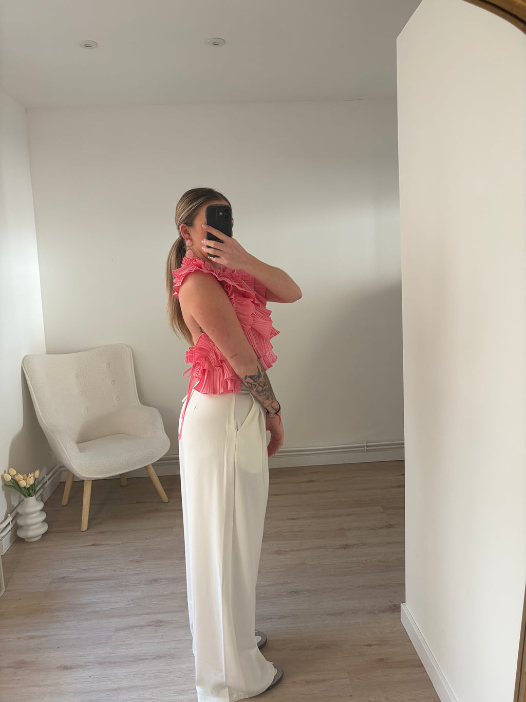 Pantalon Blanc Fluide à Pince