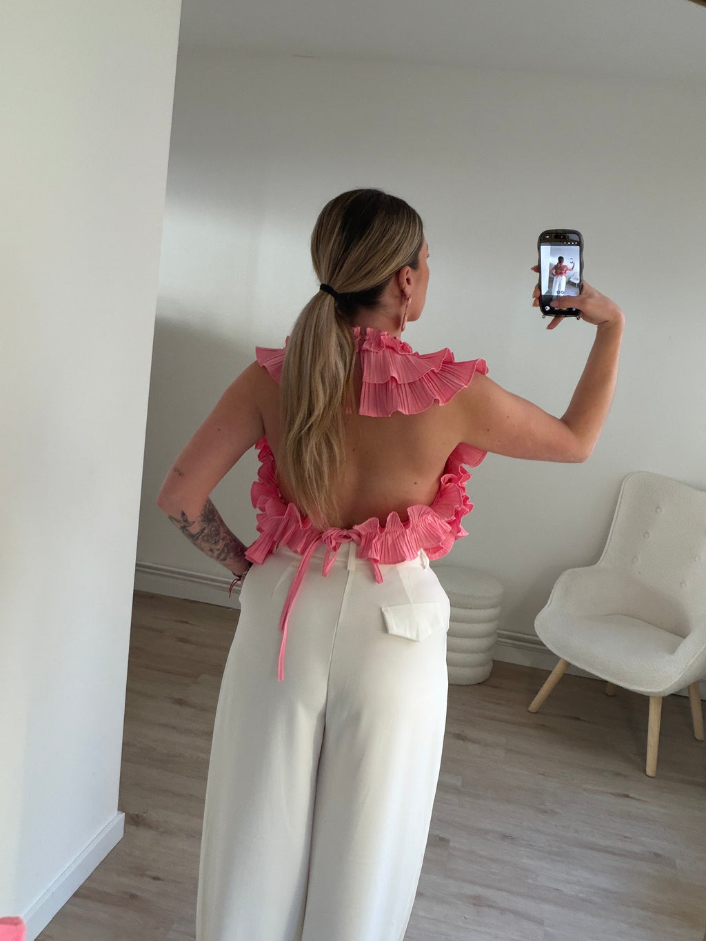 Haut Andréa Dos Nu Volant Rose