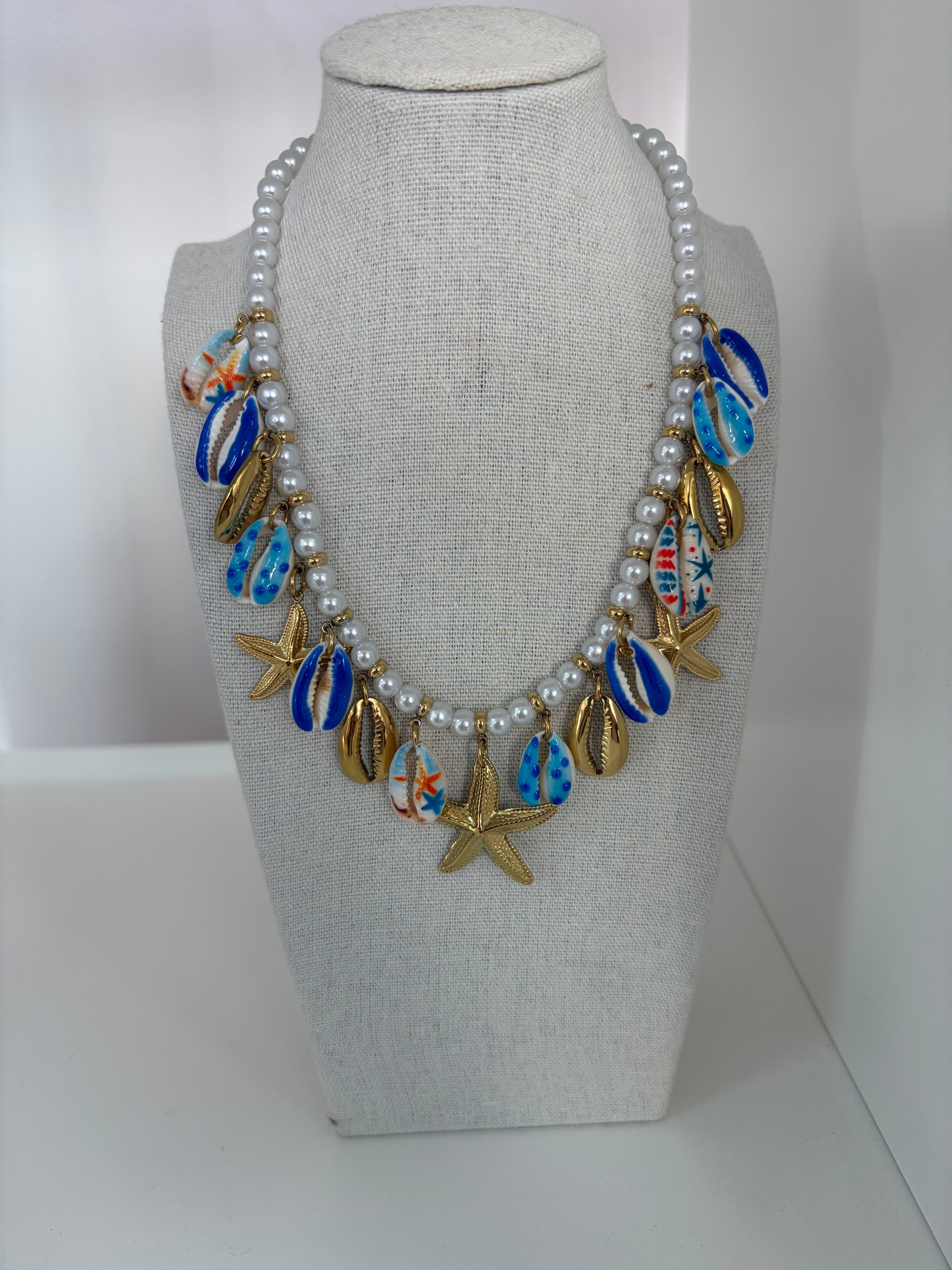 Collier Acier Perles & Coquillages