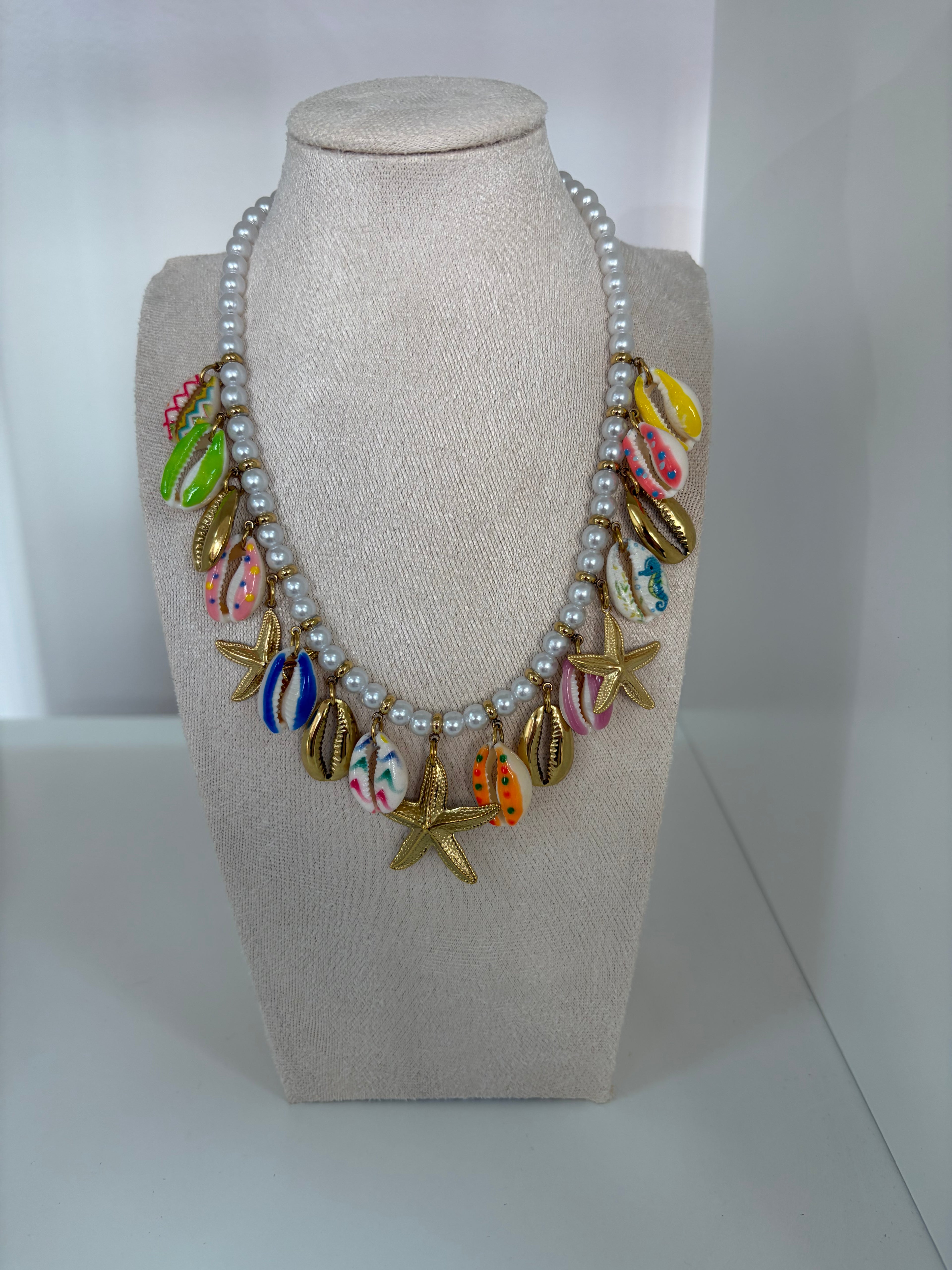 Collier Acier Perles & Coquillages