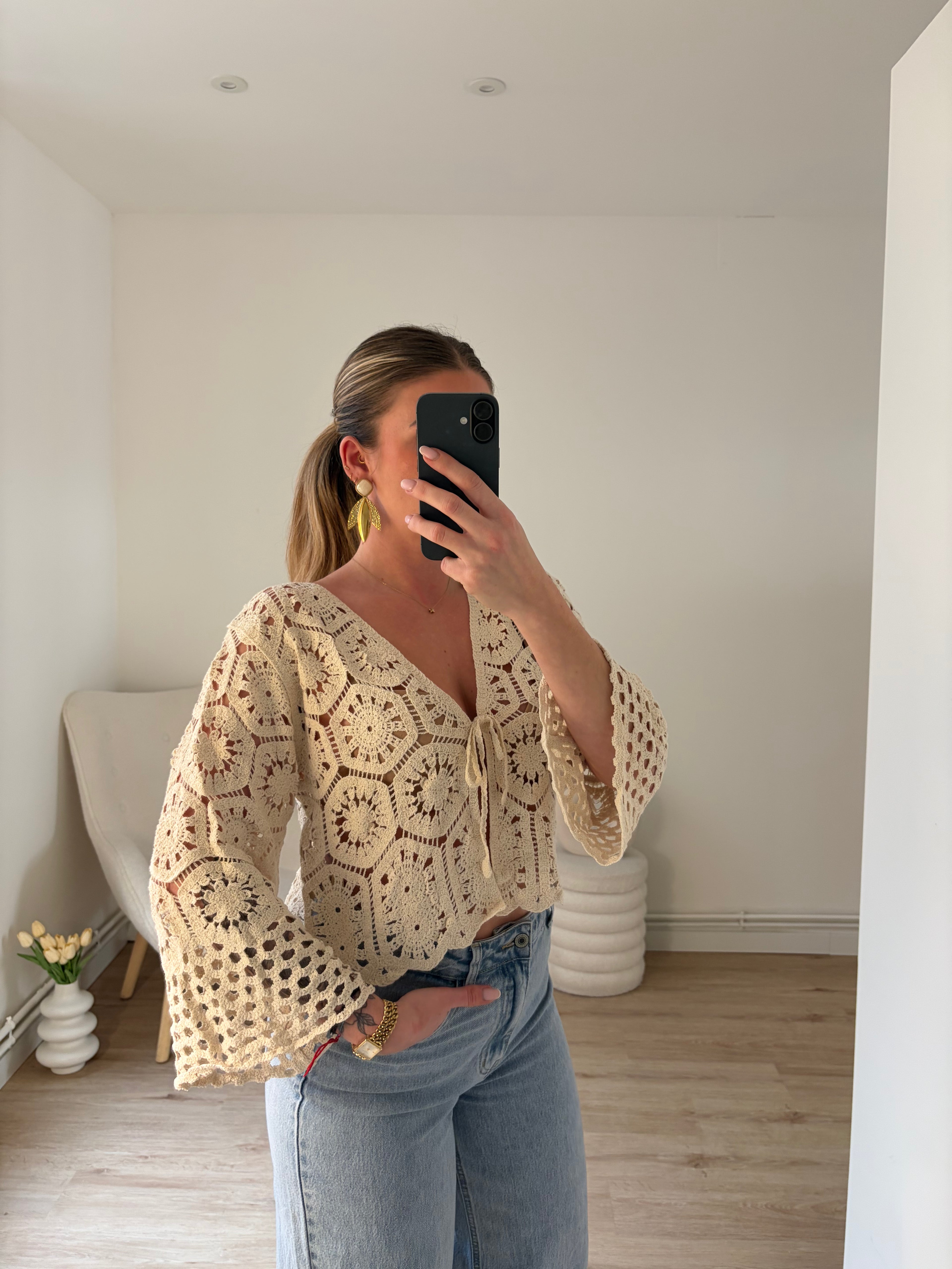 Haut Élodie Crochet Beige