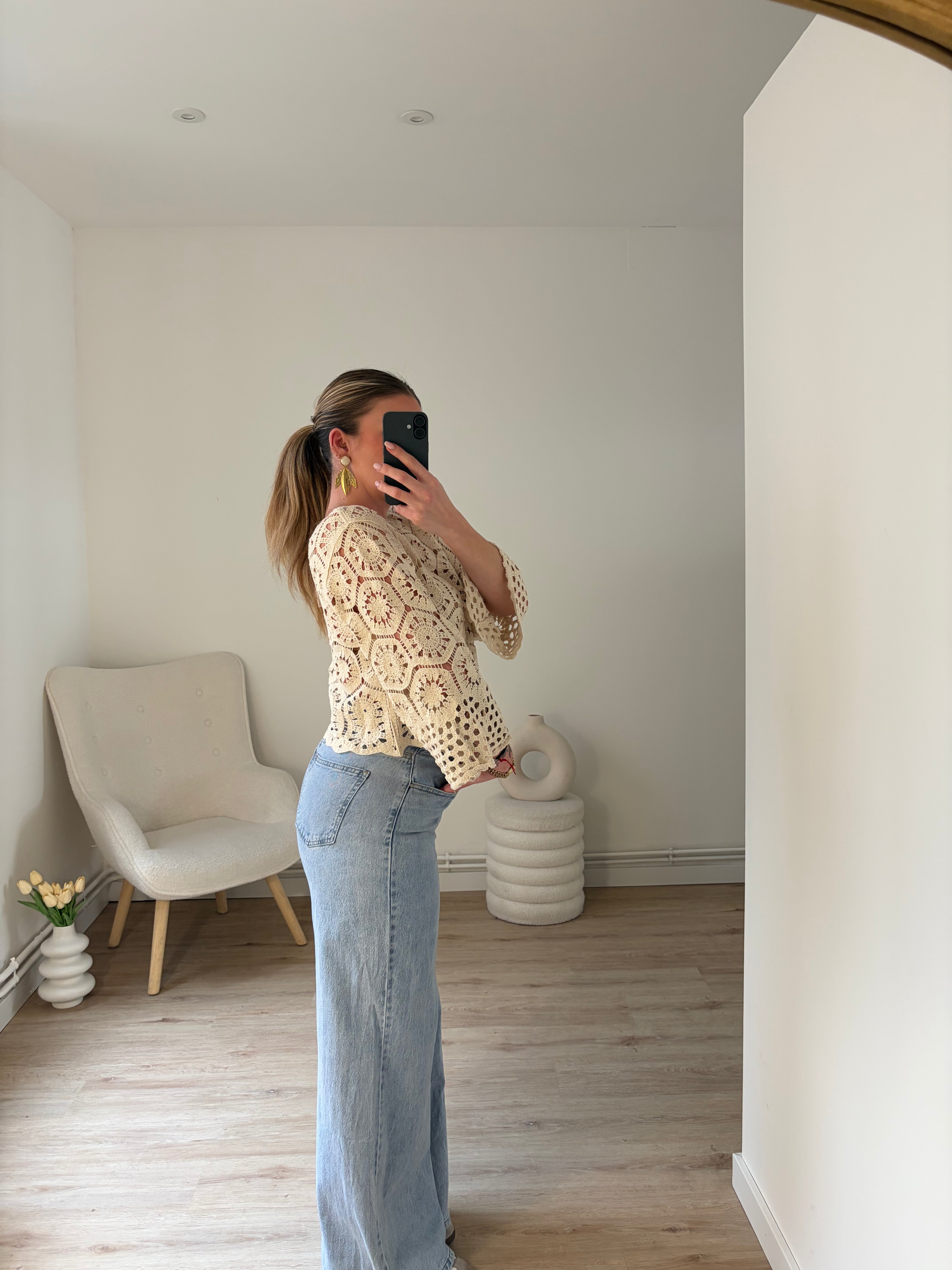 Haut Élodie Crochet Beige