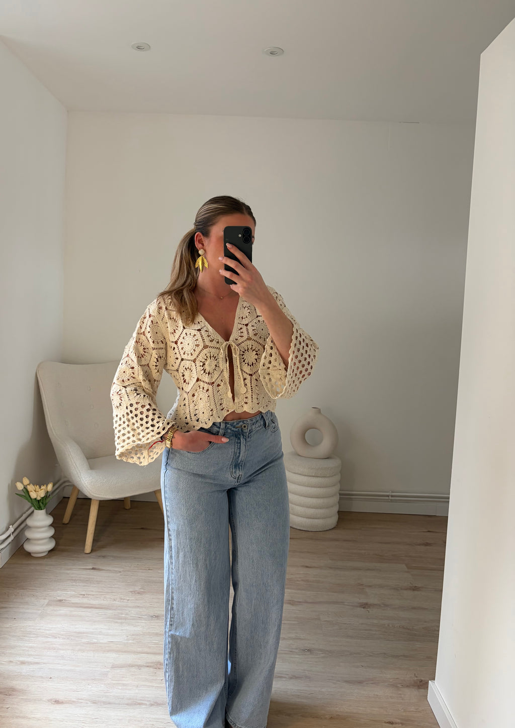 Haut Élodie Crochet Beige