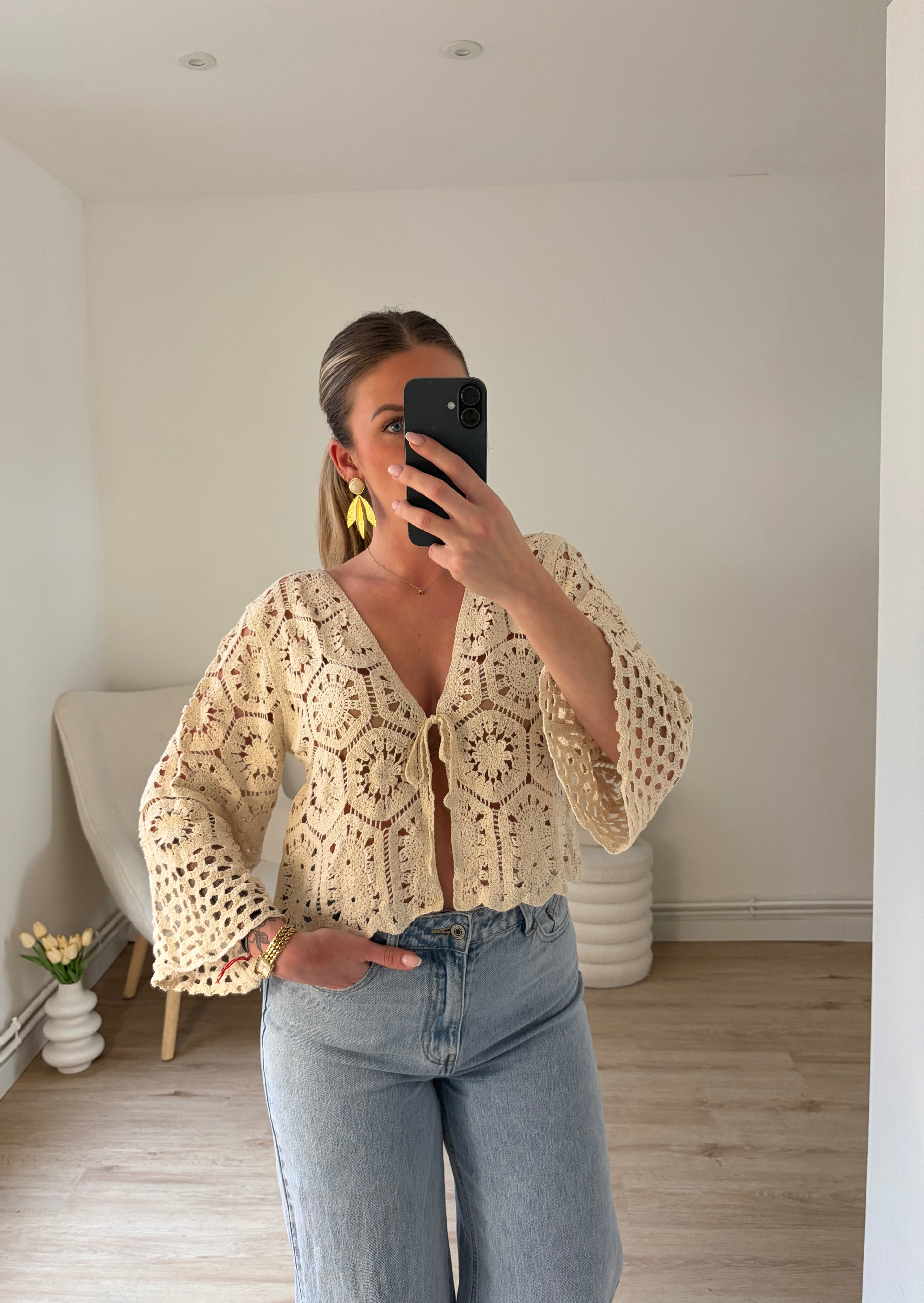 Haut Élodie Crochet Beige